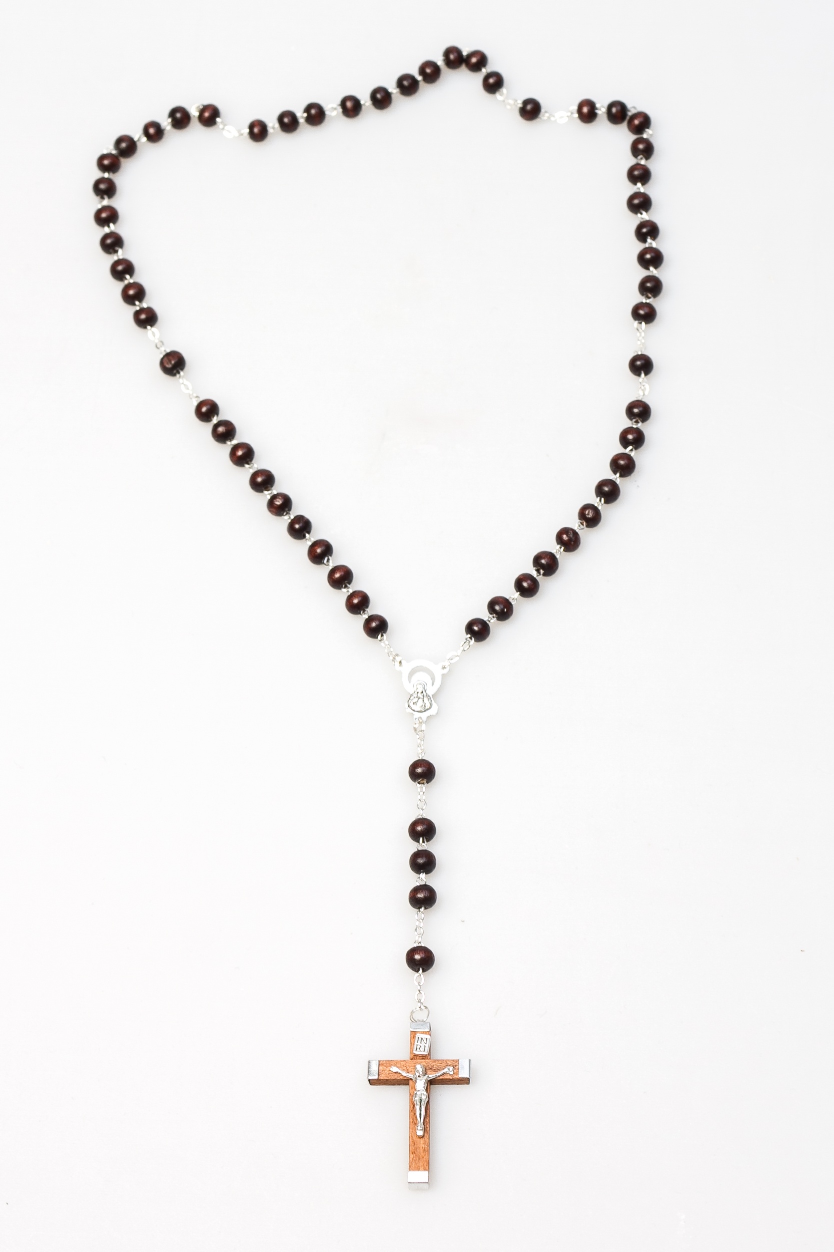 Rosenkranz - Dunkelbraune Holzperle & Metallkorpus Rosenkranz - Dunkelbraune Holzperle & Metallkorpus