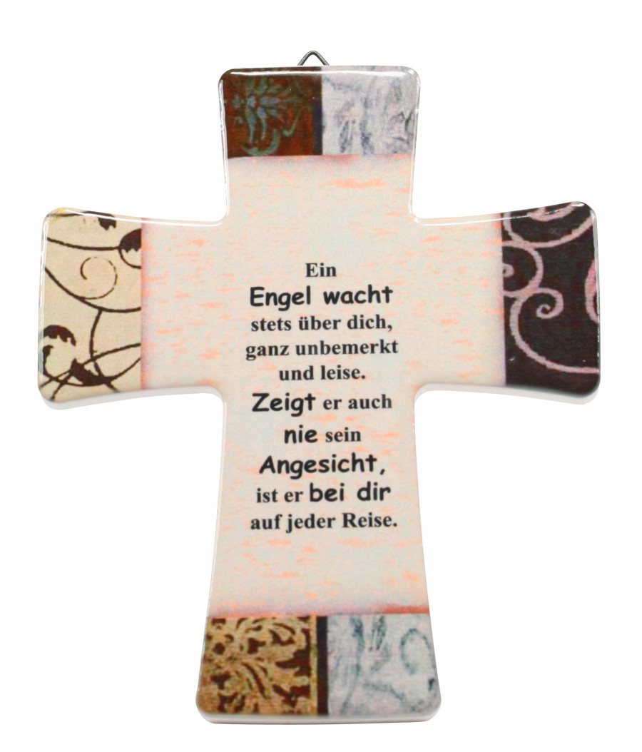 Keramik Kreuz - Ein Engel wacht stets über dich Keramik Kreuz - Ein Engel wacht stets über dich