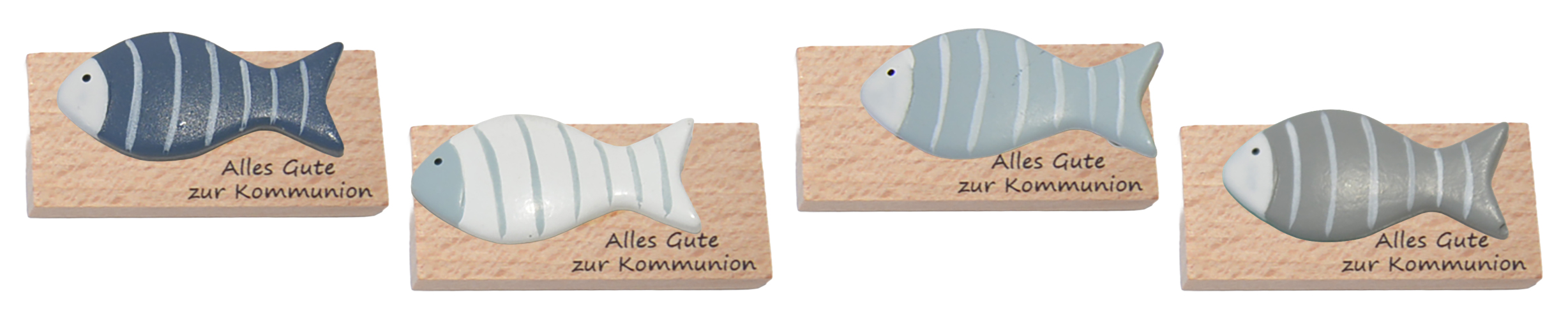 Deko-Stein zur Kommunion – Fisch & Holztafel