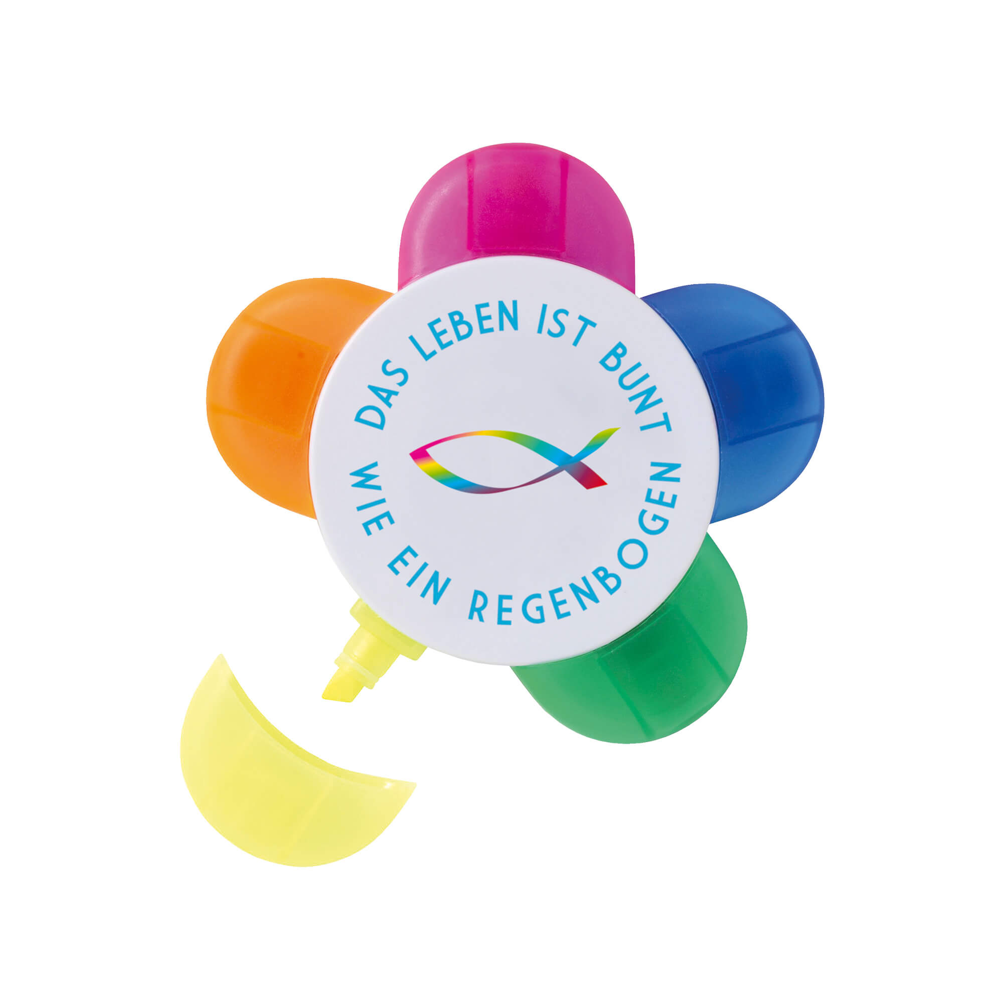 Textmarker-Blume - Das Leben ist bunt wie ein Regenbogen