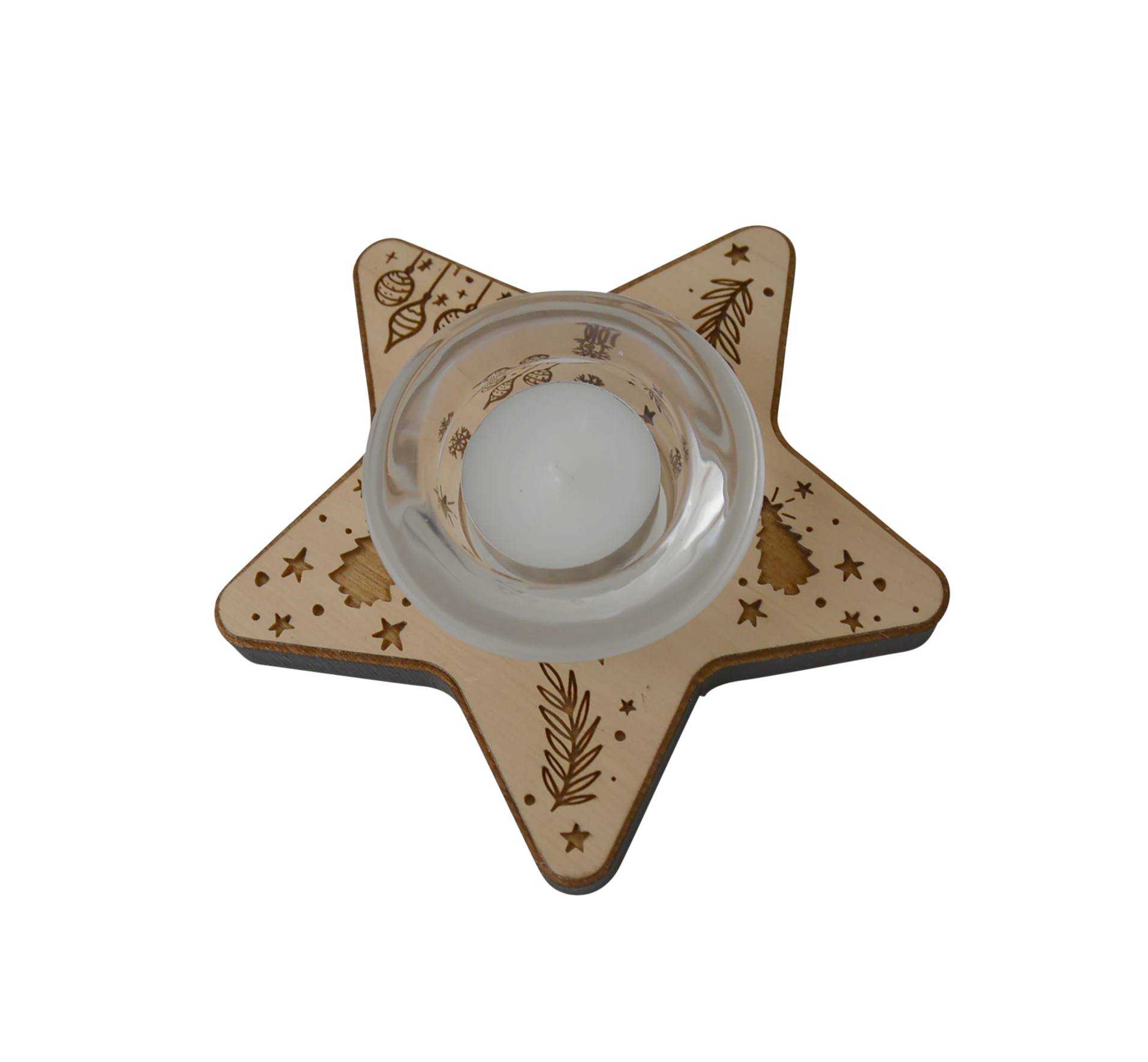 Teelicht-Halter - Stern & Zirbenholz Teelicht-Halter - Stern & Zirbenholz