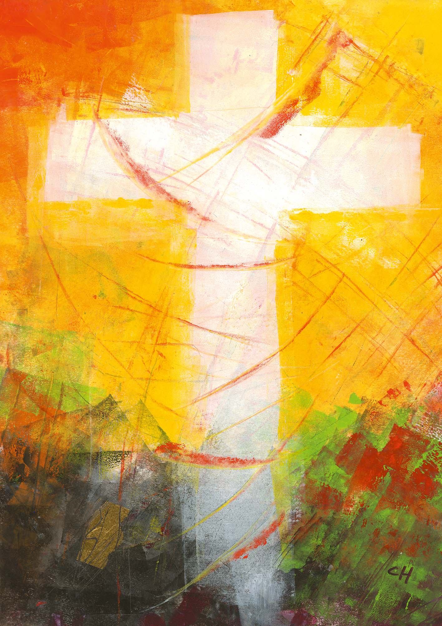 Osterkarte - Lebenshell erstrahlt das Kreuz Osterkarte - Lebenshell erstrahlt das Kreuz