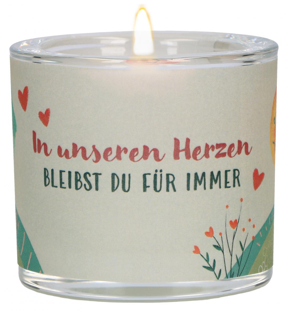 Glaswindlicht zur Trauer - In unseren Herzen... Glaswindlicht zur Trauer - In unseren Herzen...