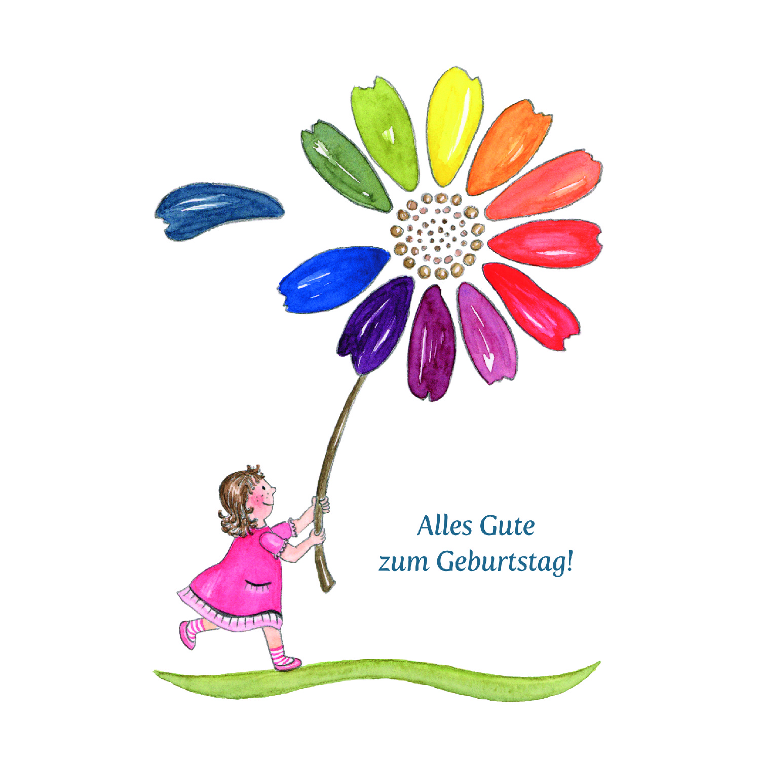 Kindergeburtstagskarte - Blumenmädchen