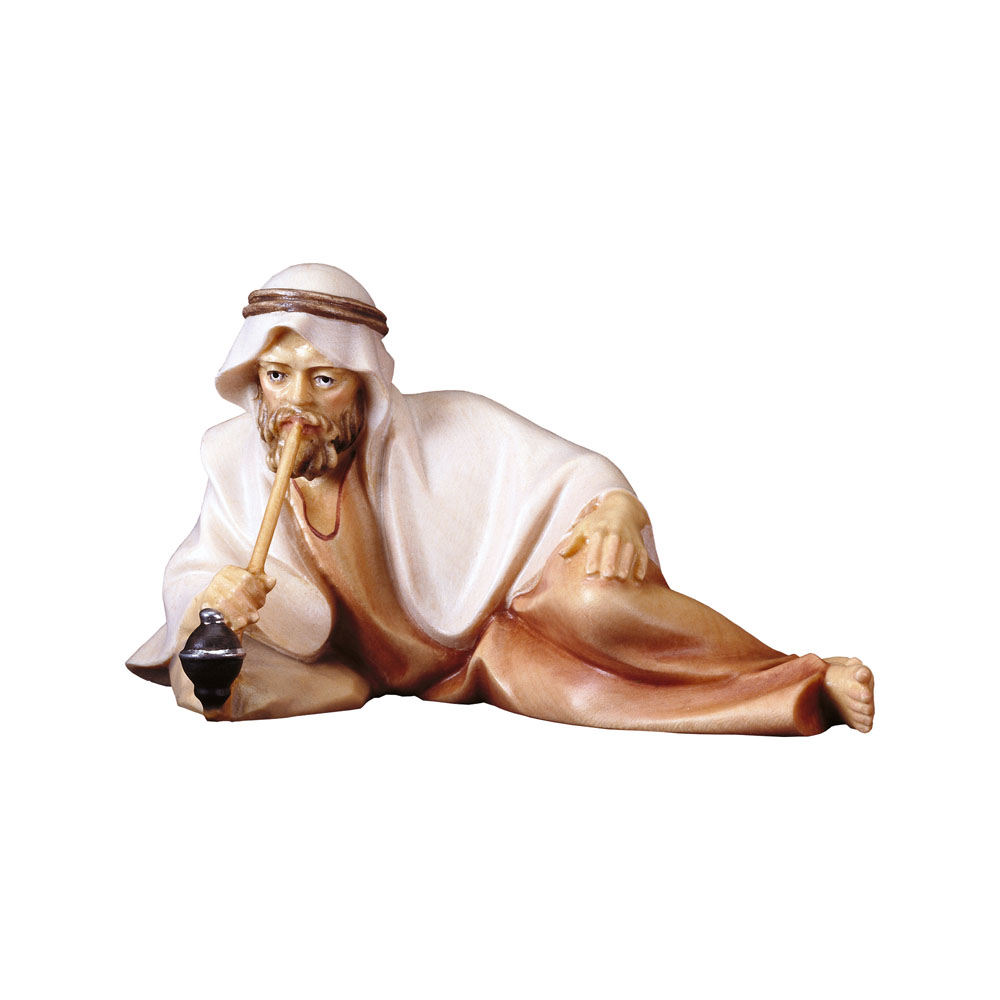 Komet-Krippe - Hirte liegend mit Bambuspfeife Komet-Krippe - Hirte liegend mit Bambuspfeife