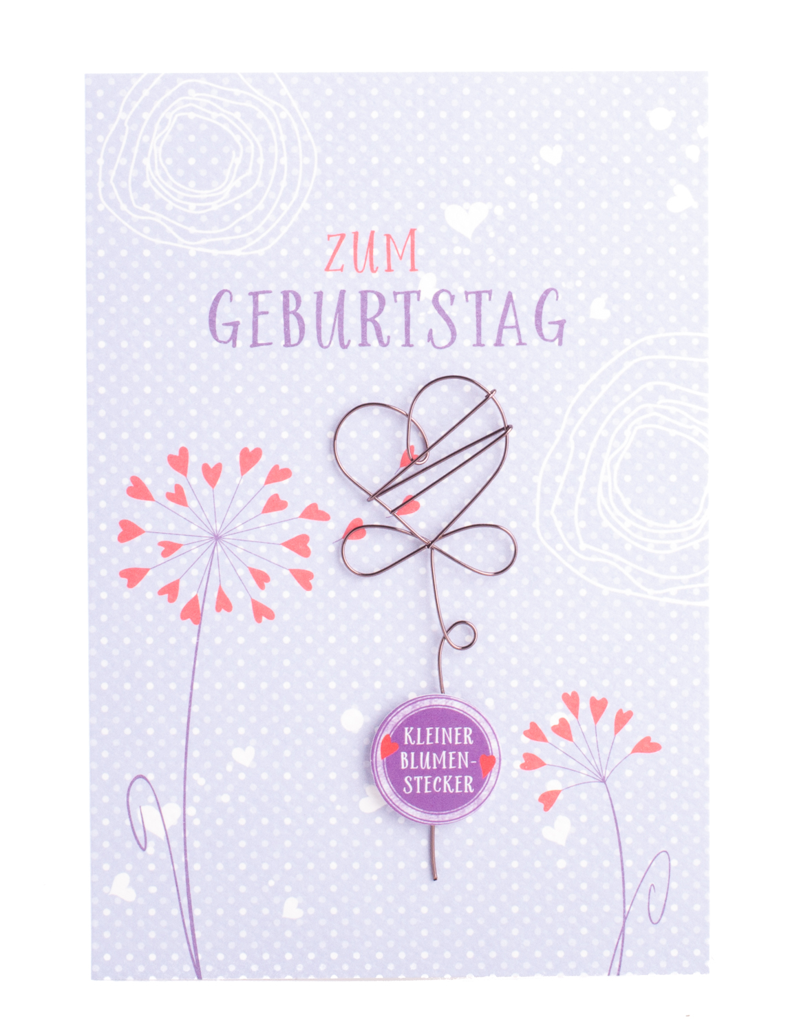 Karte zum Geburtstag - Herz Blumenstecker