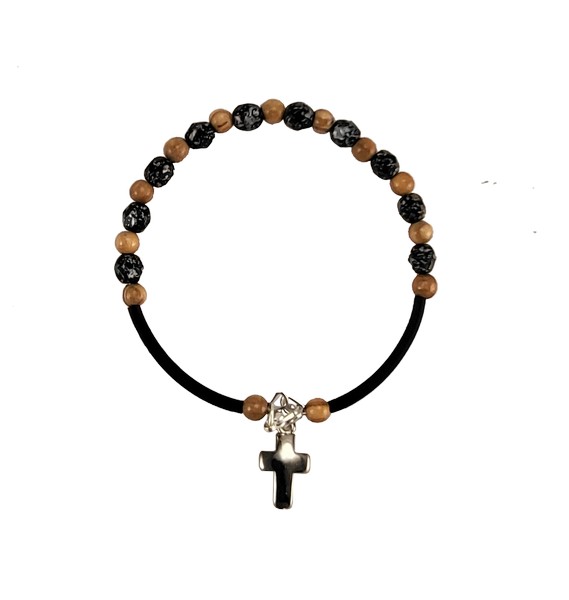 Rosenkranzarmband - Steinperlen & Schwarz Rosenkranzarmband - Steinperlen & Schwarz