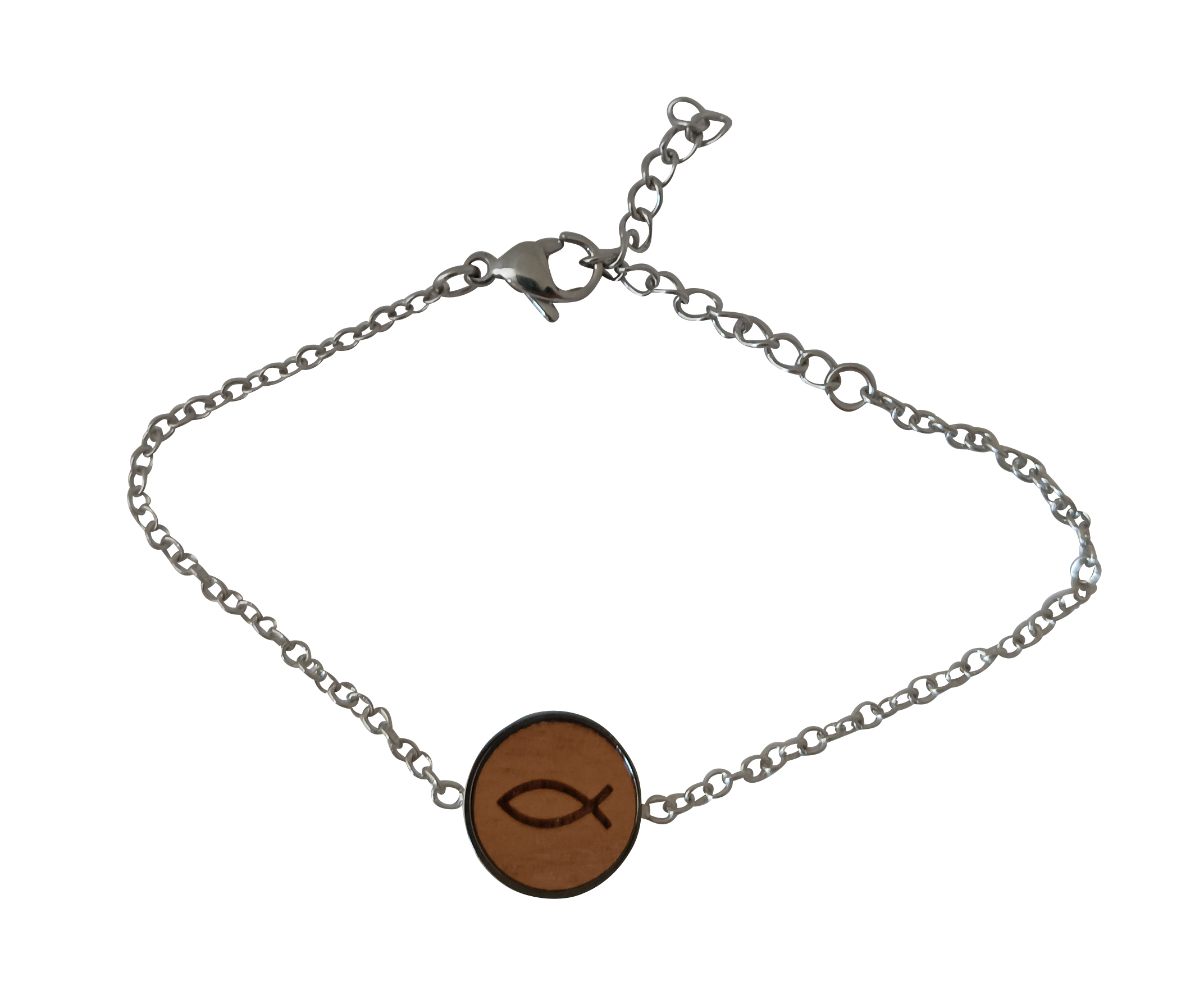 Edelstahl-Armband - Fisch & Nuss-Holz Edelstahl-Armband - Fisch & Nuss-Holz