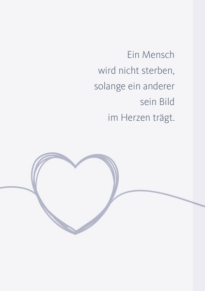 Trauerkarte - Ein Mensch wird nicht sterben... Trauerkarte - Ein Mensch wird nicht sterben...