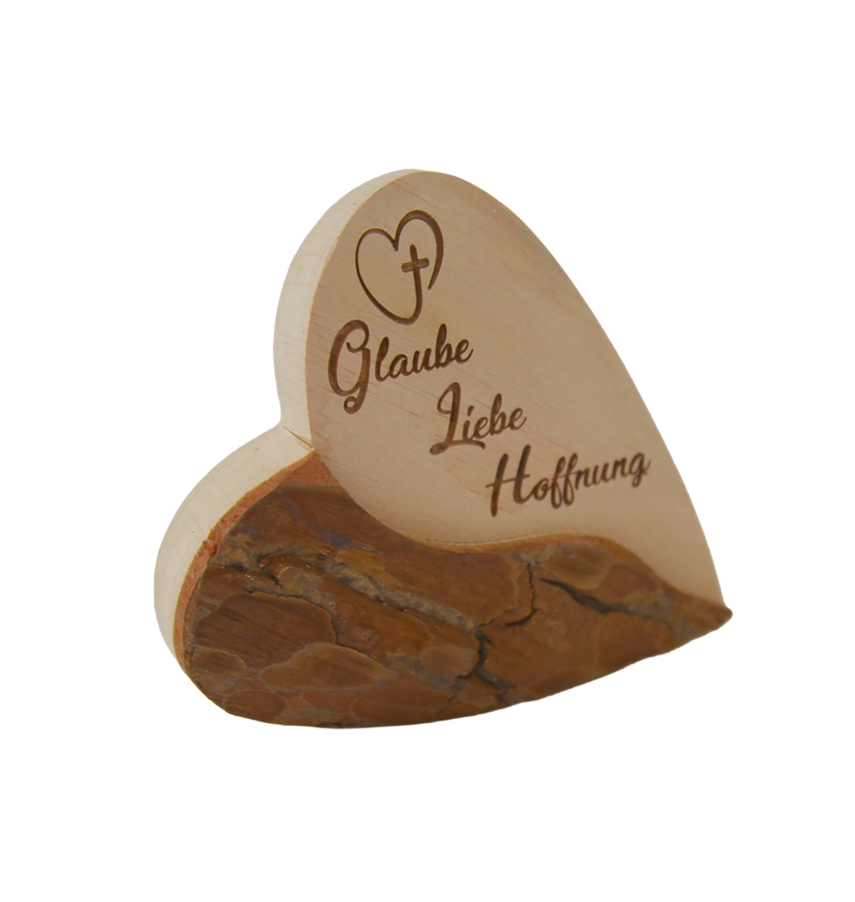 Erlenholz-Herz – Glaube, Liebe, Hoffnung