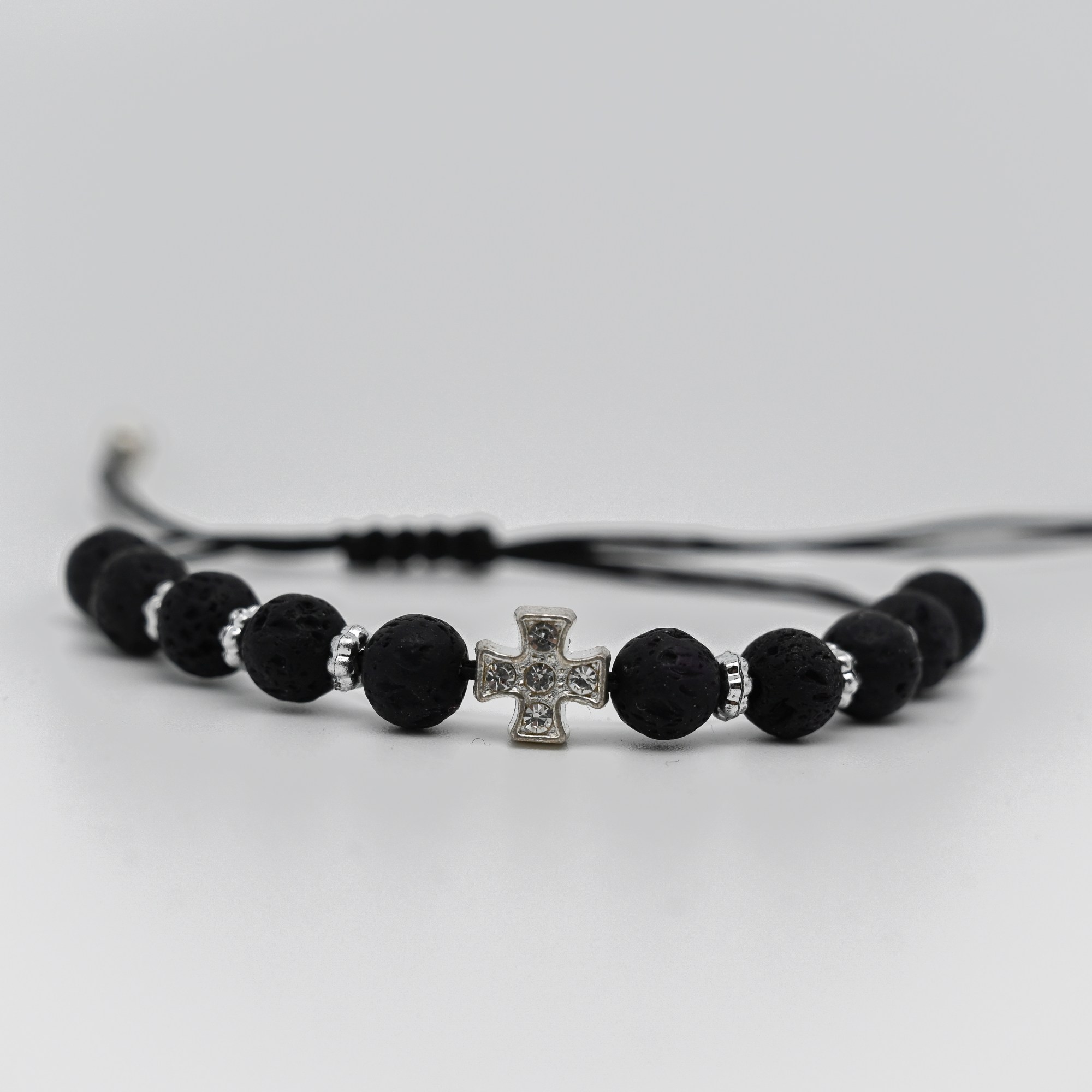 Rosenkranzarmband - Lava-Stein & Kreuz Rosenkranzarmband - Lava-Stein & Kreuz