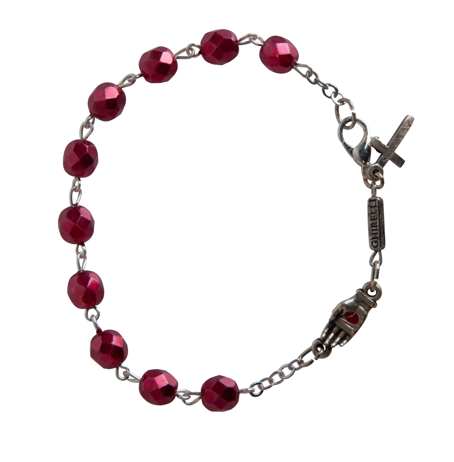 Rosenkranz Armband - Rot glänzende Perle Rosenkranz Armband - Rot glänzende Perle