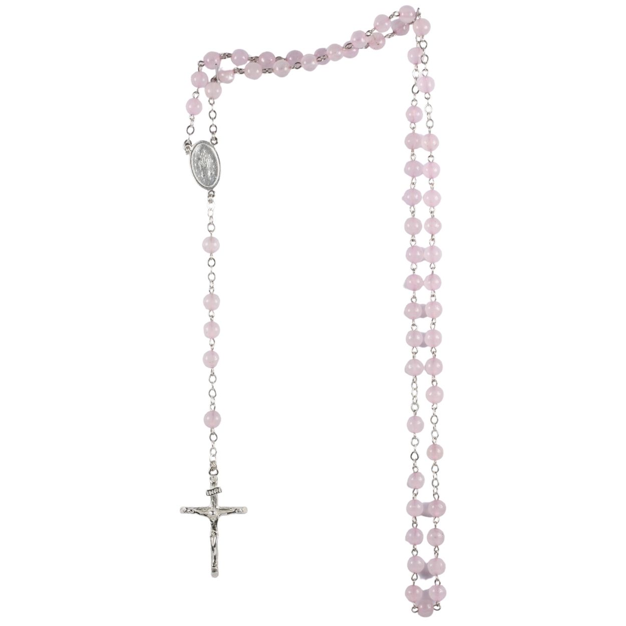 Rosenkranz - Rosenquarz & Silber-Kreuz Rosenkranz - Rosenquarz & Silber-Kreuz