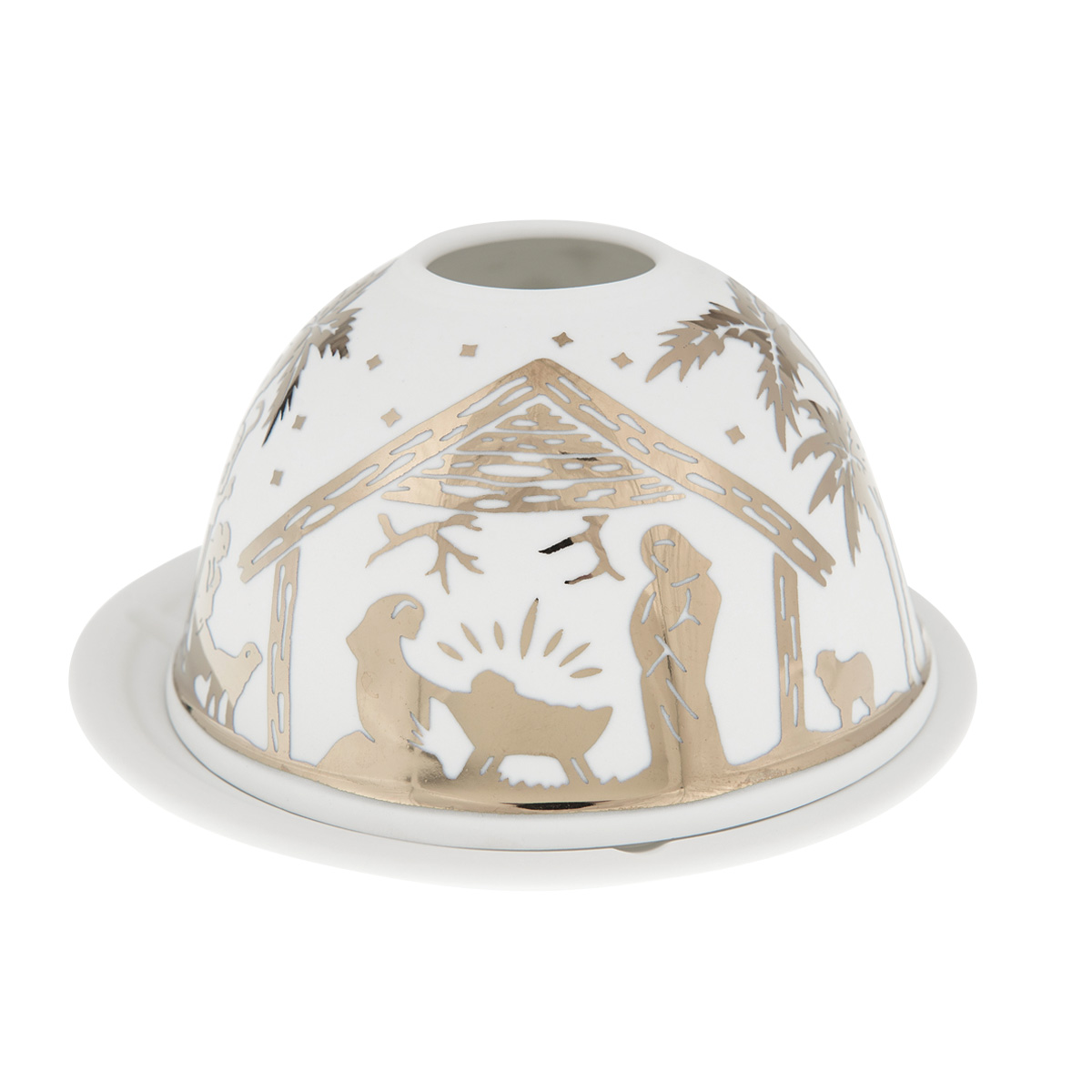 Windlicht - Goldfarbenes Krippenmotiv Windlicht - Goldfarbenes Krippenmotiv