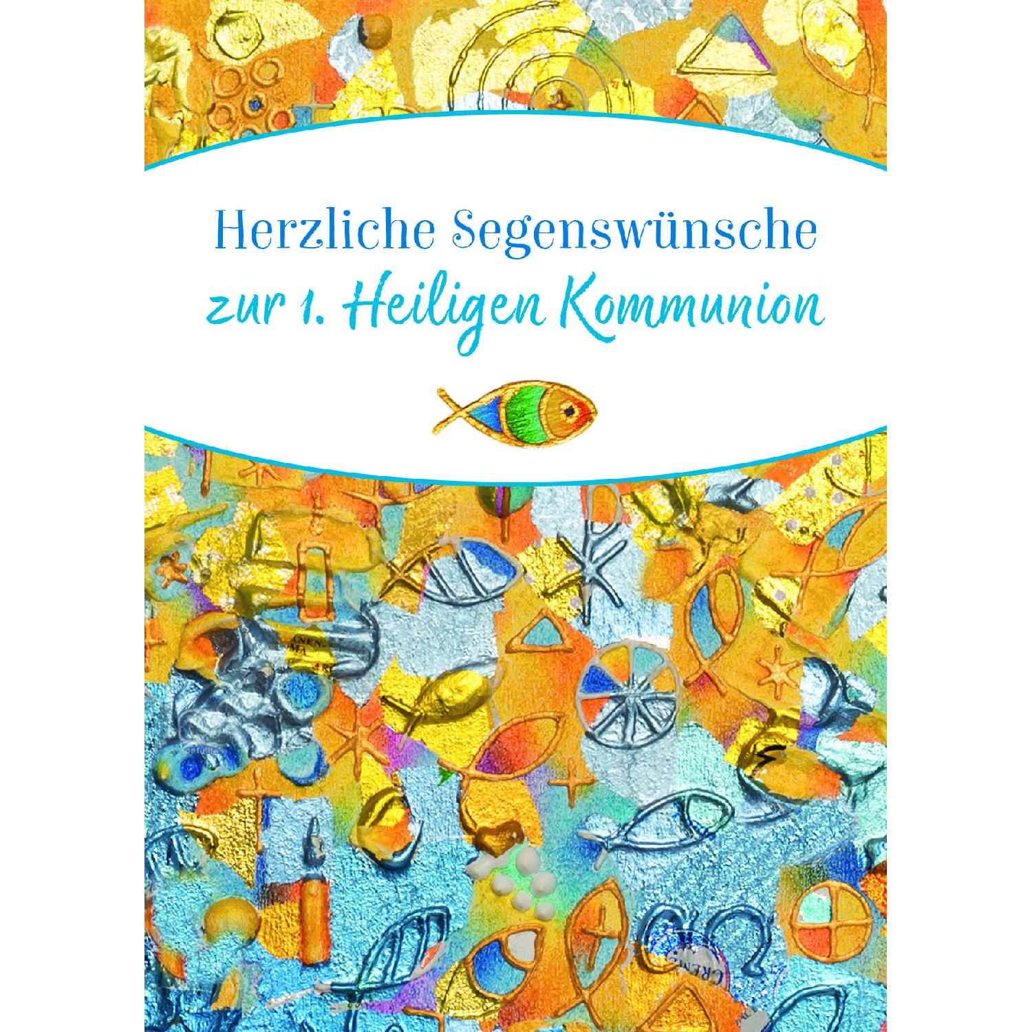 Kommunionkarte - Segenswünsche & Fische Kommunionkarte - Segenswünsche & Fische