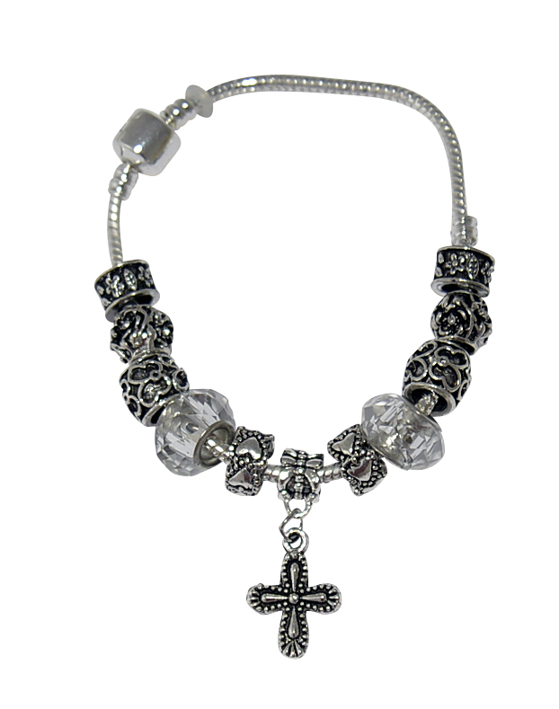 Rosenkranzarmband - Metallelemente & Glasperle Rosenkranzarmband - Metallelemente & Glasperle