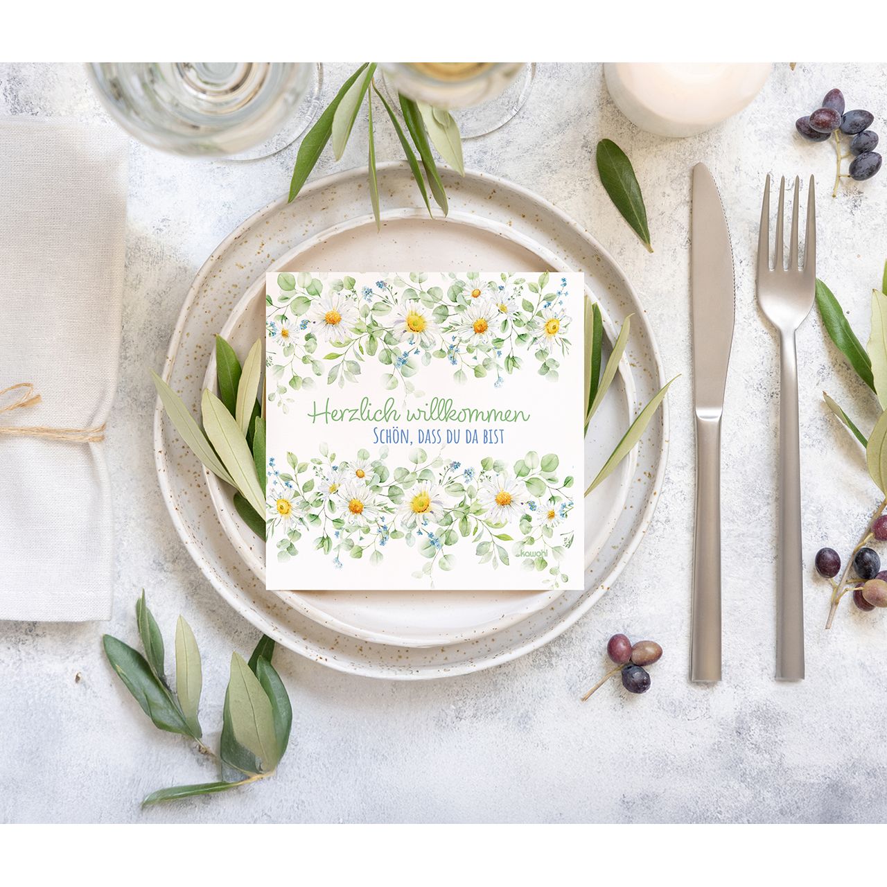 Servietten – Herzlich willkommen