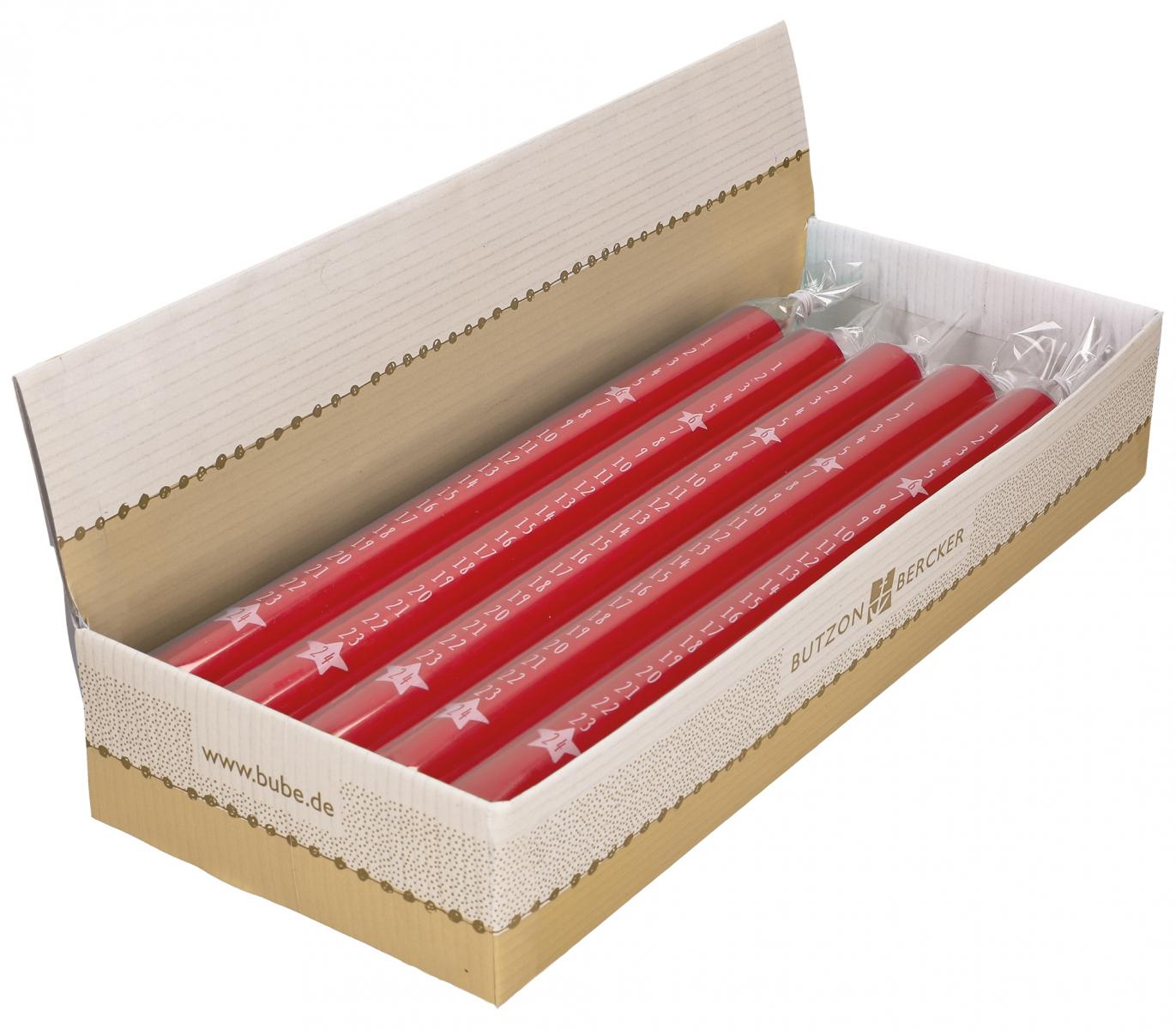 Advents-Stabkerze - 1-24 & Rot